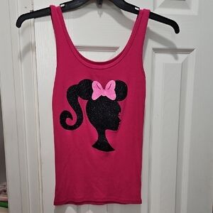 Pink Tank Top with Black Silhouette and Bow